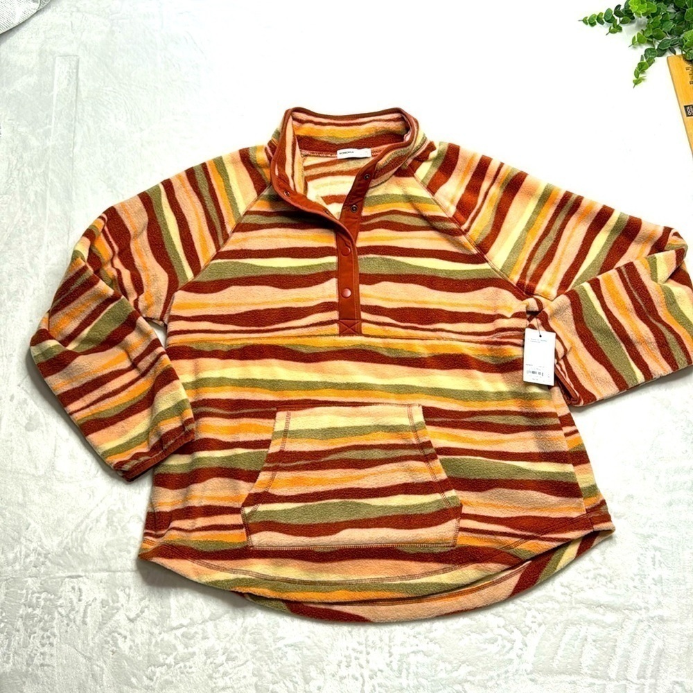 Sonoma Fleece button sweatshirt sweater red brown auburn burgundy pink XXL